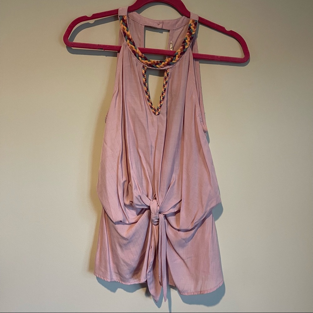 Pink braid detail halter top